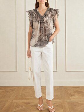 Silk Printed with Beaded Neckline (0975)